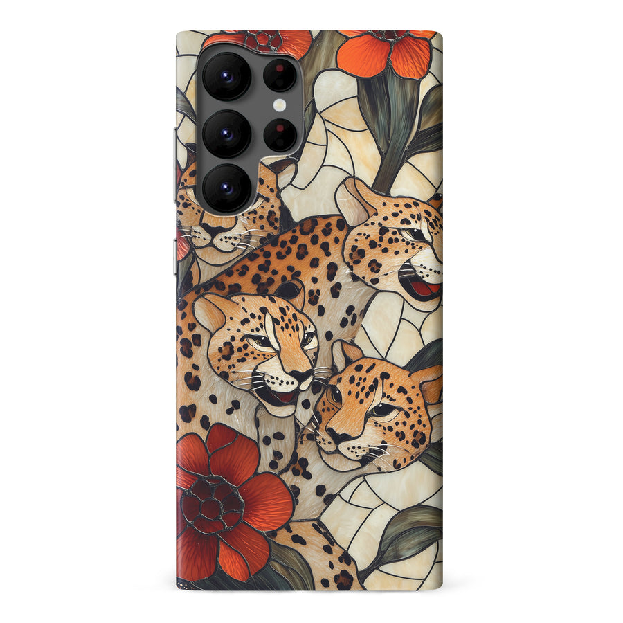 Samsung Galaxy S22 Ultra Baby Leopards Stained Glass Phone Case