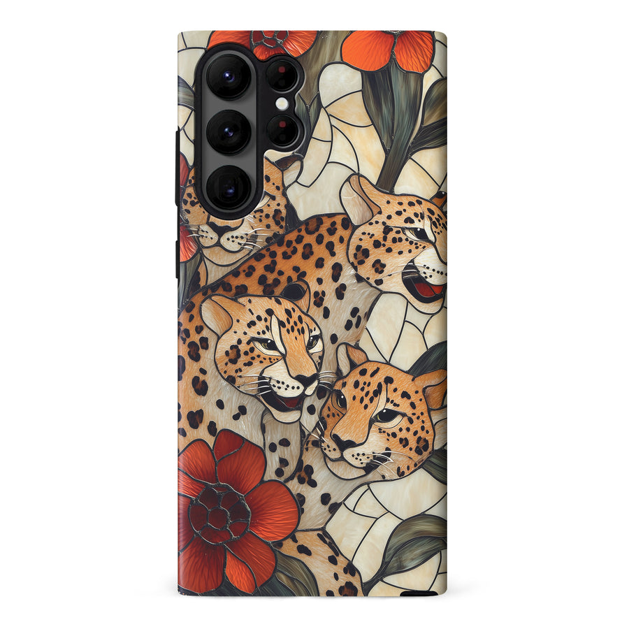 Samsung Galaxy S23 Ultra Baby Leopards Stained Glass Phone Case