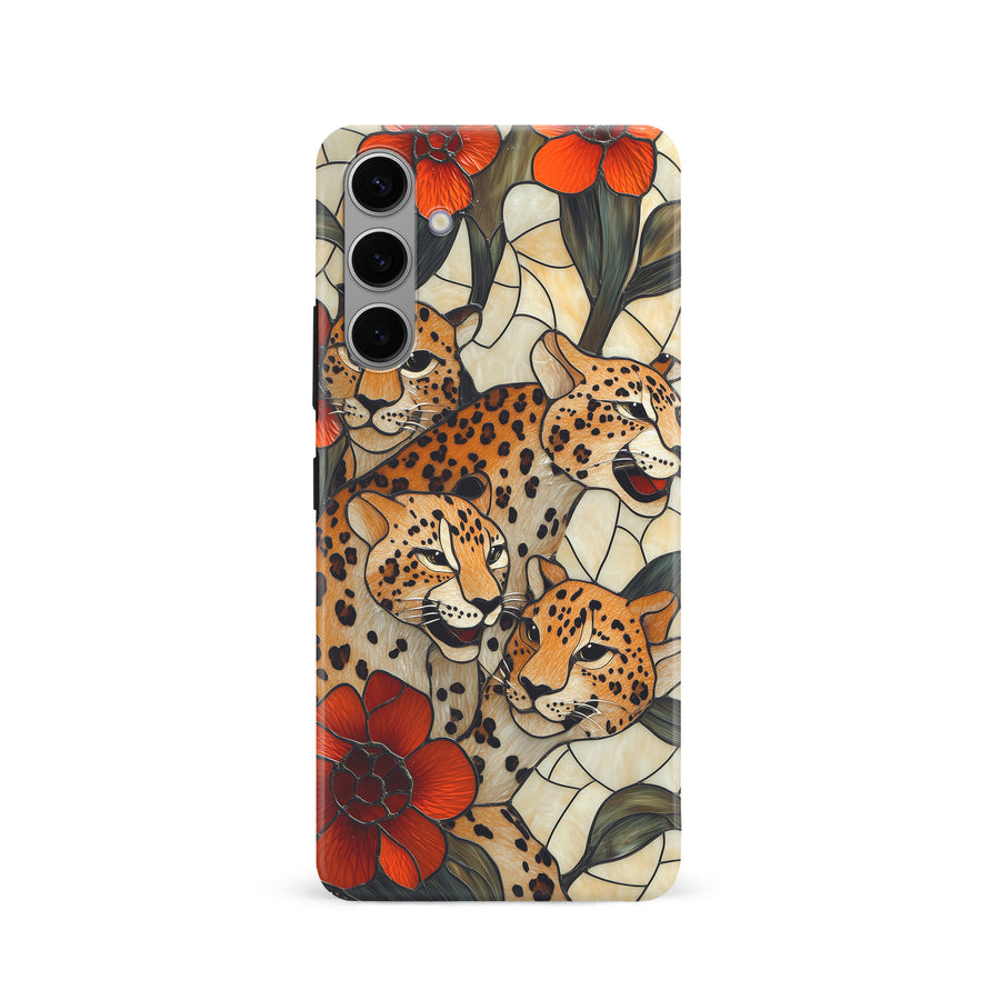 Samsung Galaxy S24 Baby Leopards Stained Glass Phone Case