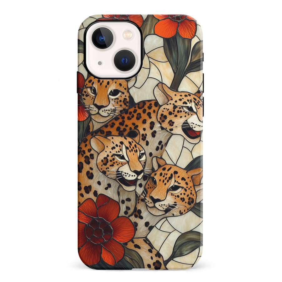 iPhone 13 Mini Baby Leopards Stained Glass Phone Case