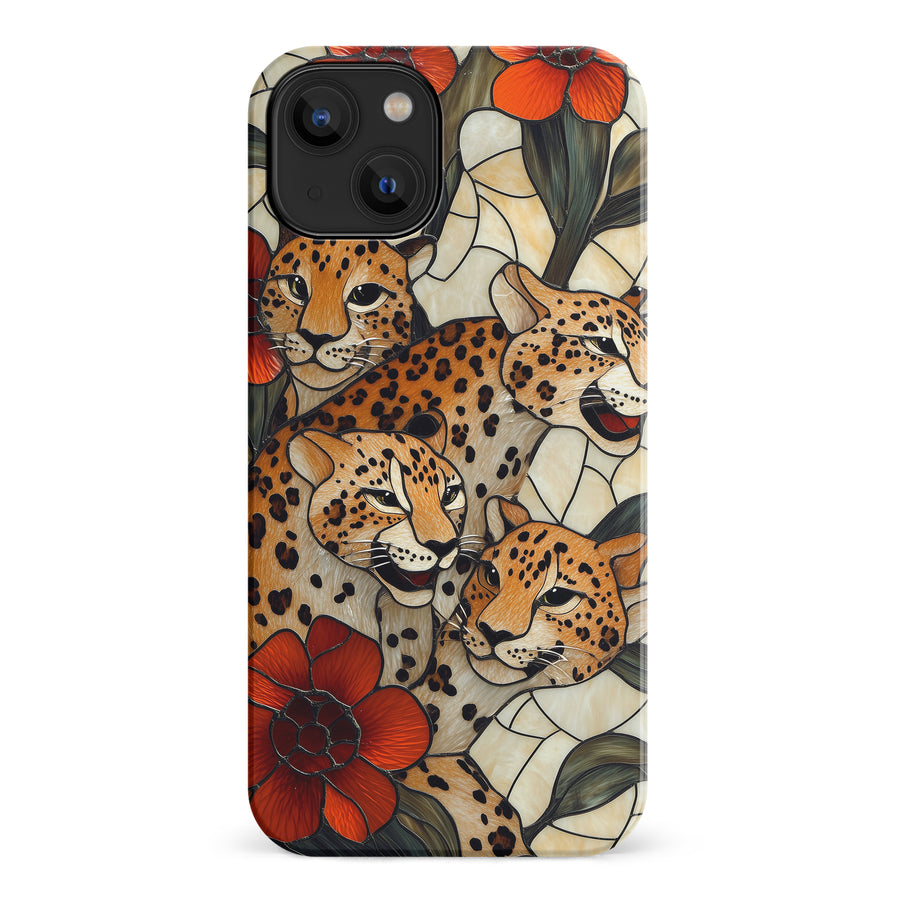 iPhone 14 Baby Leopards Stained Glass Phone Case