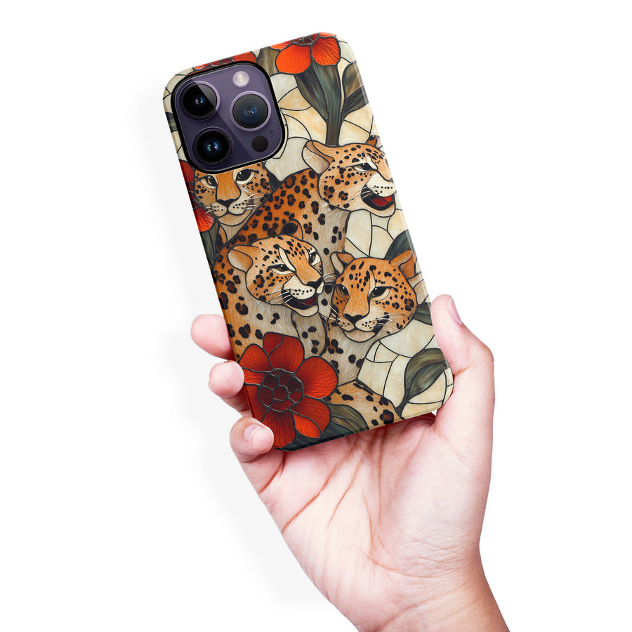 iPhone 14 Pro Max Baby Leopards Stained Glass Phone Case