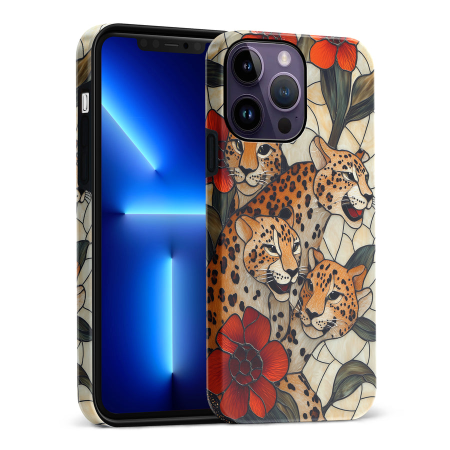 iPhone 14 Pro Max Baby Leopards Stained Glass Phone Case