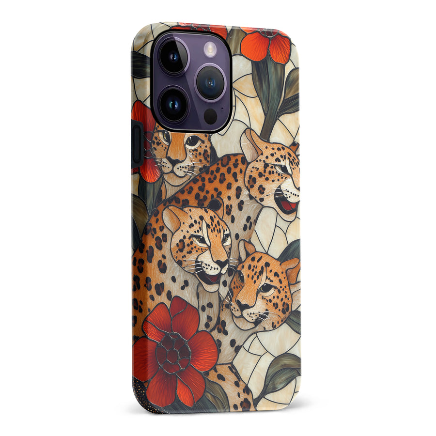 iPhone 14 Pro Max Baby Leopards Stained Glass Phone Case