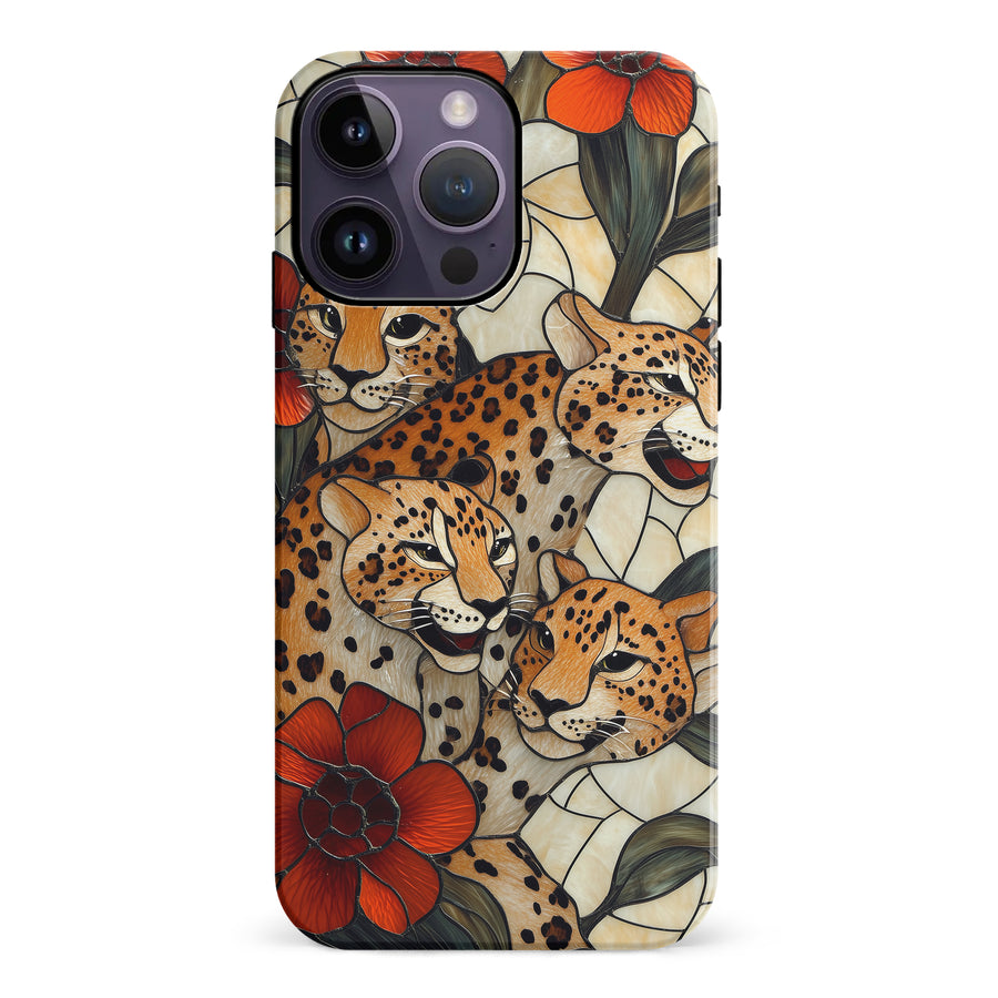 iPhone 14 Pro Max Baby Leopards Stained Glass Phone Case