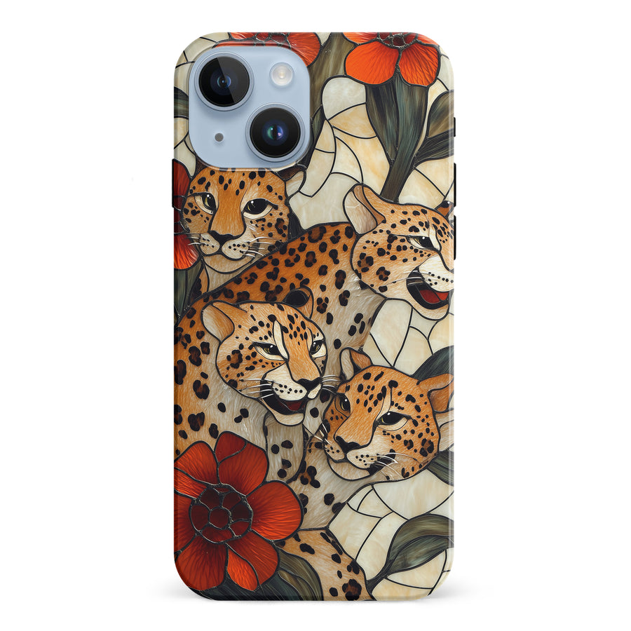 iPhone 15 Baby Leopards Stained Glass Phone Case