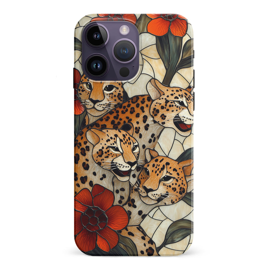 iPhone 15 Pro Baby Leopards Stained Glass Phone Case