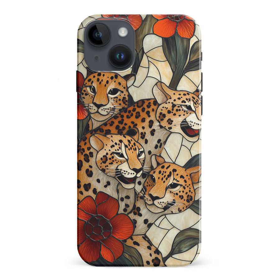 iPhone 15 Plus Baby Leopards Stained Glass Phone Case