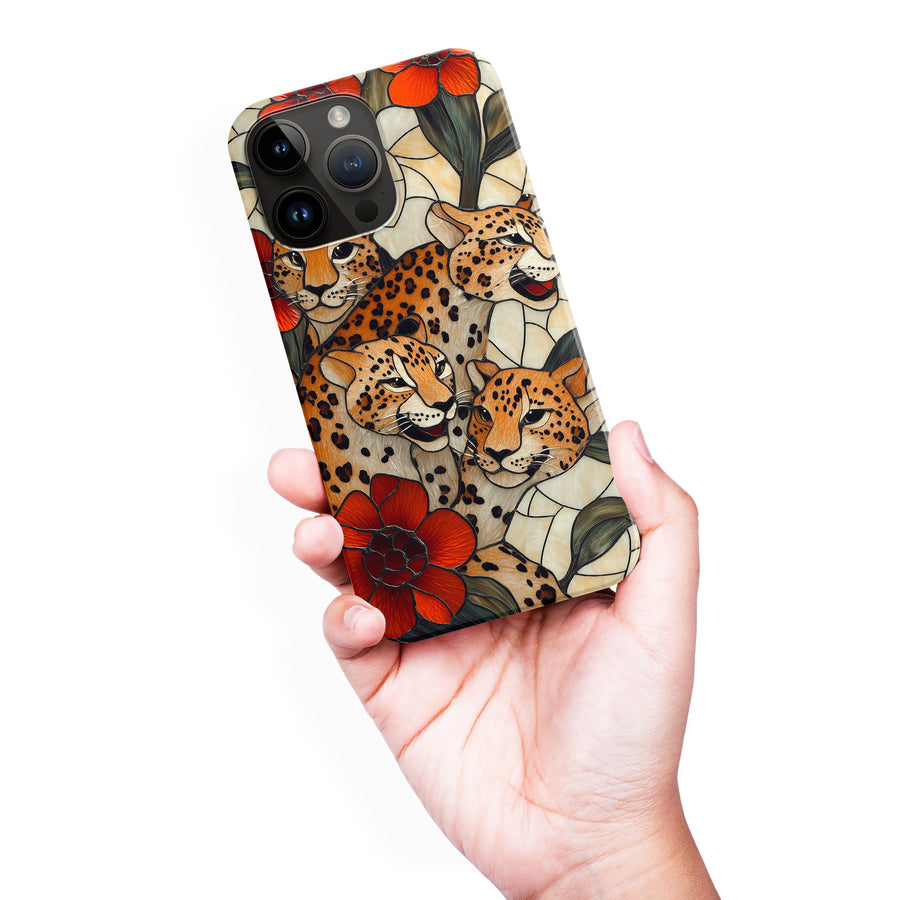 iPhone 15 Pro Max Baby Leopards Stained Glass Phone Case