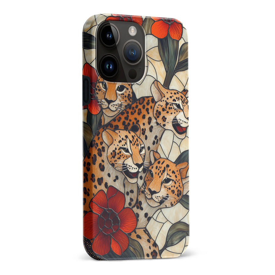 iPhone 15 Pro Max Baby Leopards Stained Glass Phone Case