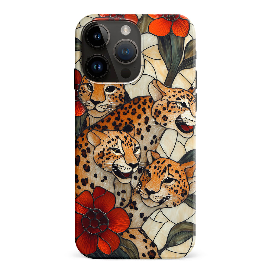 iPhone 15 Pro Max Baby Leopards Stained Glass Phone Case