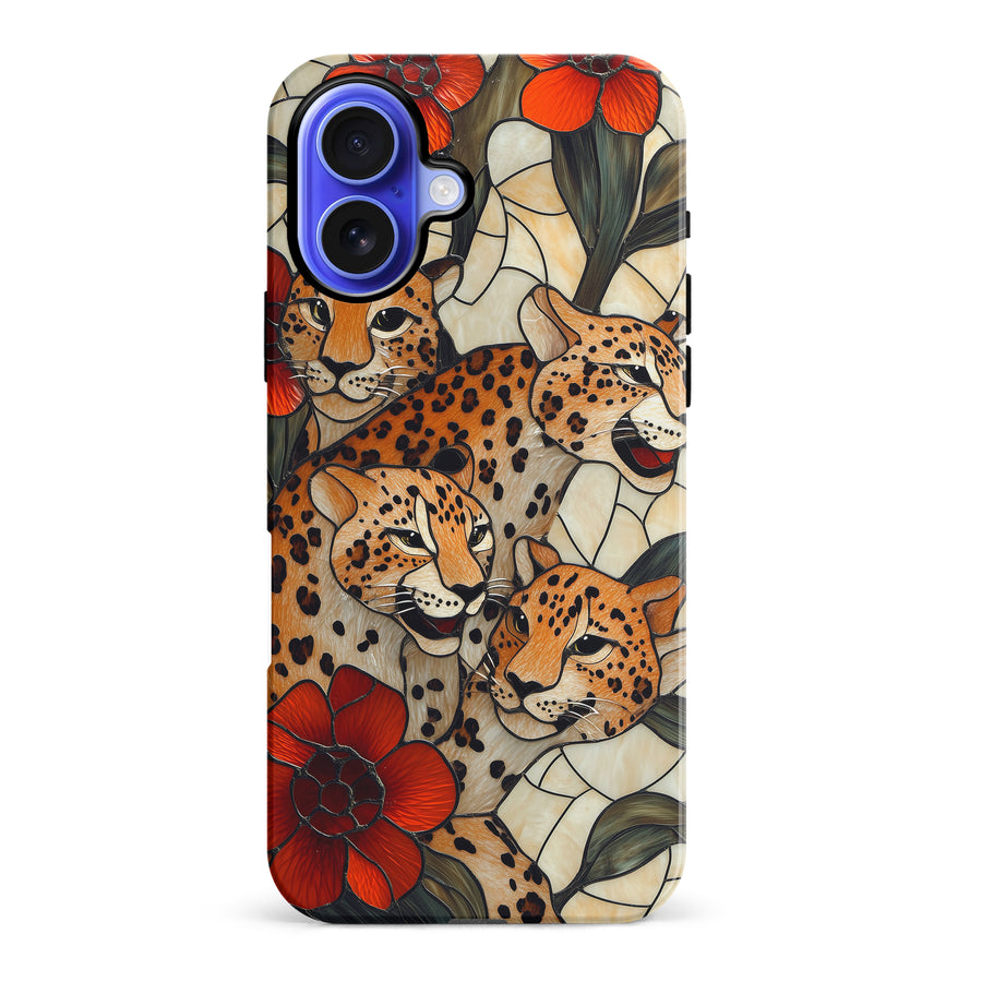 iPhone 16 Plus Baby Leopards Stained Glass Phone Case