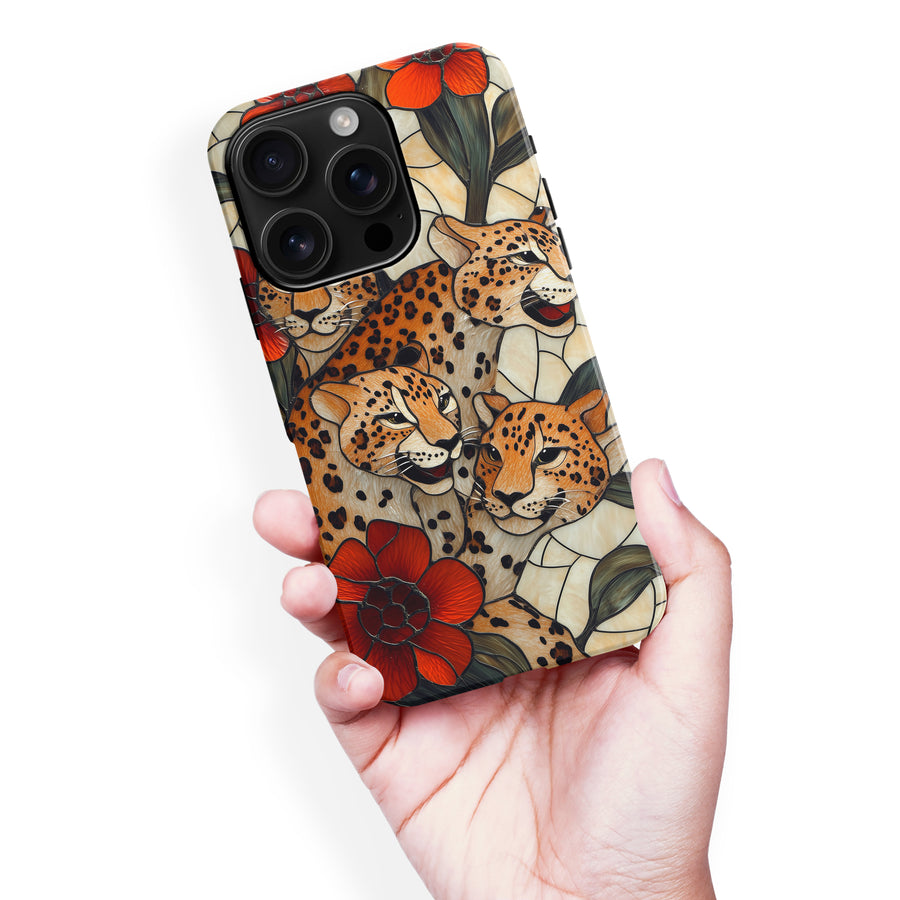 iPhone 16 Pro Max Baby Leopards Stained Glass Phone Case