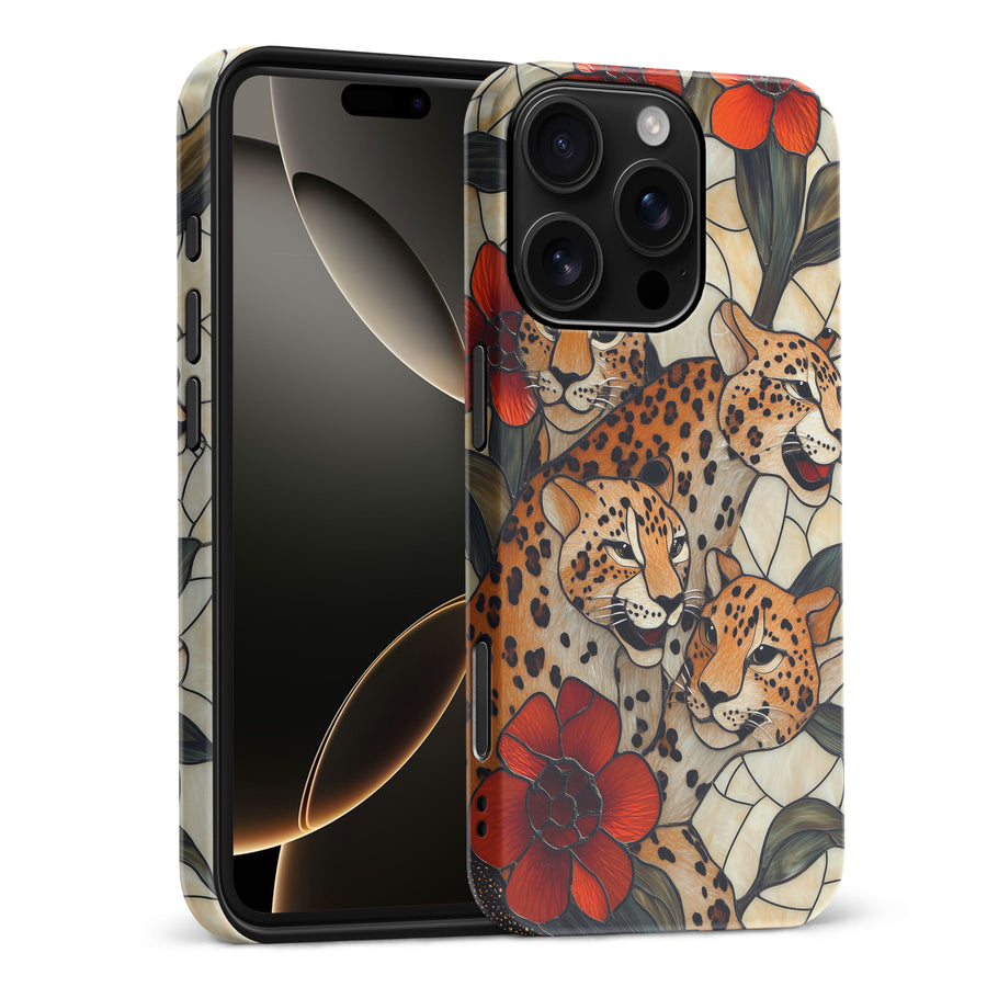 iPhone 16 Pro Max Baby Leopards Stained Glass Phone Case