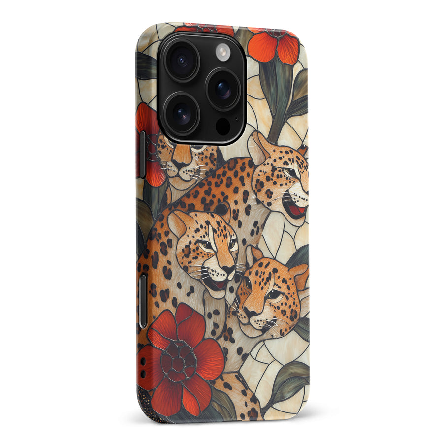 iPhone 16 Pro Max Baby Leopards Stained Glass Phone Case