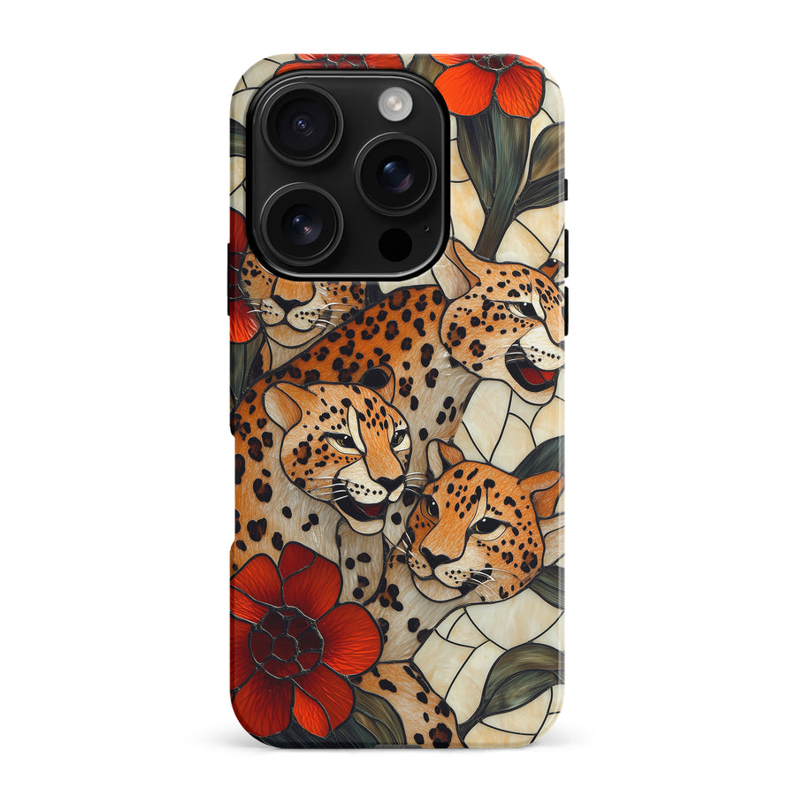 iPhone 16 Pro Max Baby Leopards Stained Glass Phone Case