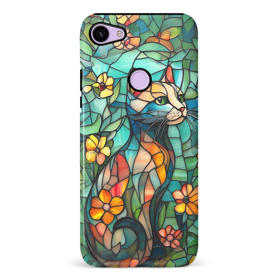 Google Pixel 3 Elegant Cat Stained Glass Phone Case