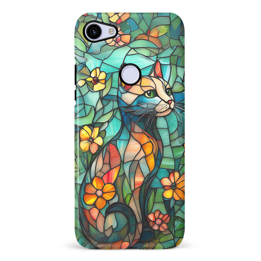 Google Pixel 3A Elegant Cat Stained Glass Phone Case