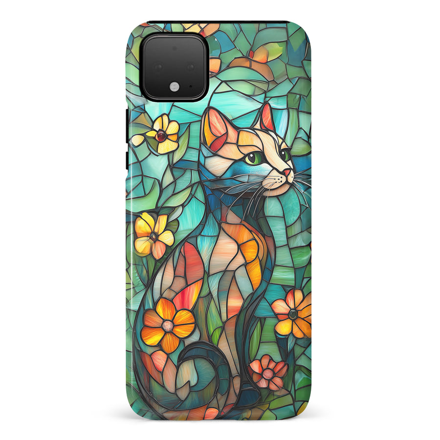 Google Pixel 4 XL Elegant Cat Stained Glass Phone Case