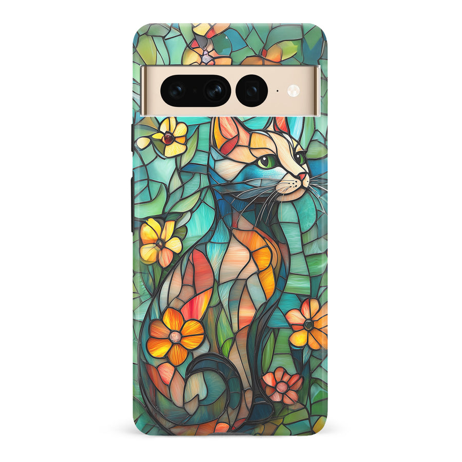 Elegant Cat Stained Glass Phone Case