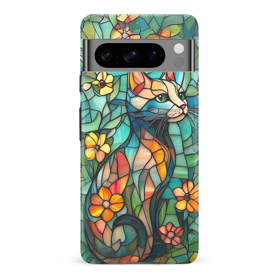 Google Pixel 8 Pro Elegant Cat Stained Glass Phone Case