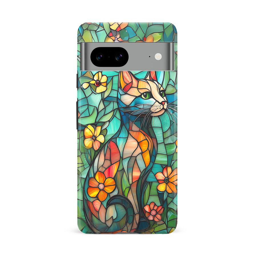 Google Pixel 8A Elegant Cat Stained Glass Phone Case