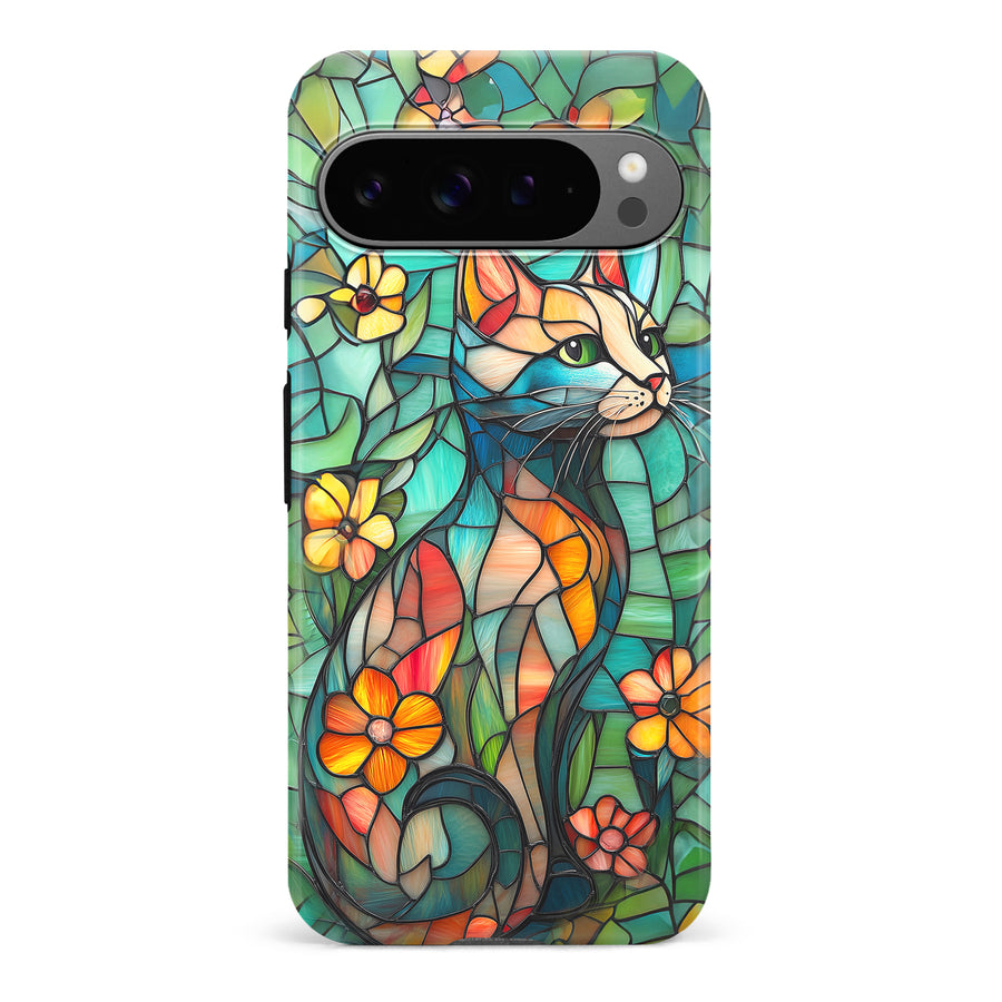 Google Pixel 9 Pro Elegant Cat Stained Glass Phone Case