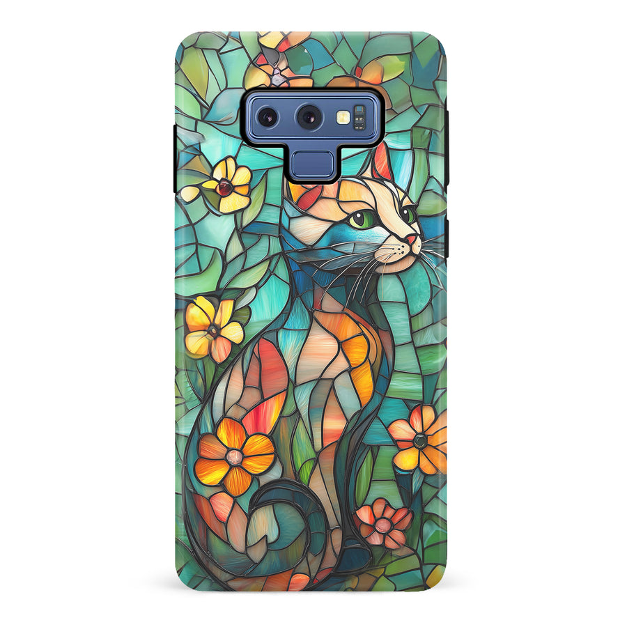 Samsung Galaxy Note 9 Elegant Cat Stained Glass Phone Case