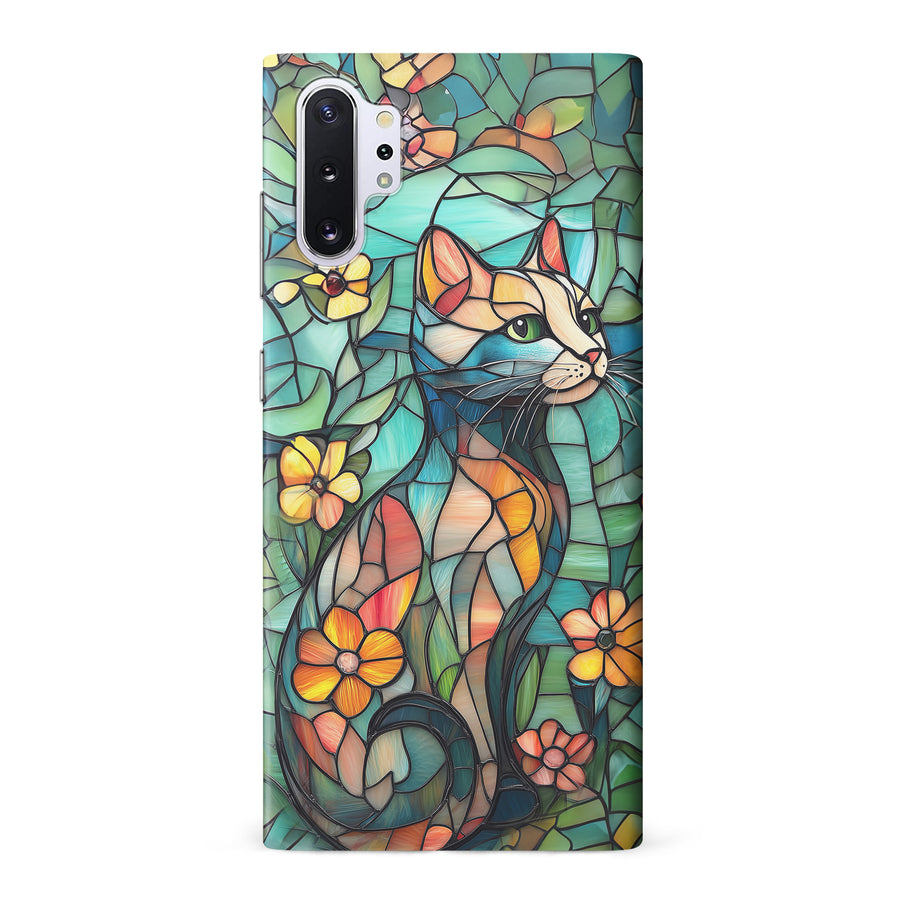 Samsung Galaxy Note 10 Plus Elegant Cat Stained Glass Phone Case