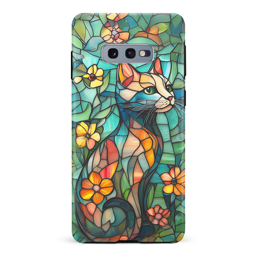 Samsung Galaxy S10e Elegant Cat Stained Glass Phone Case