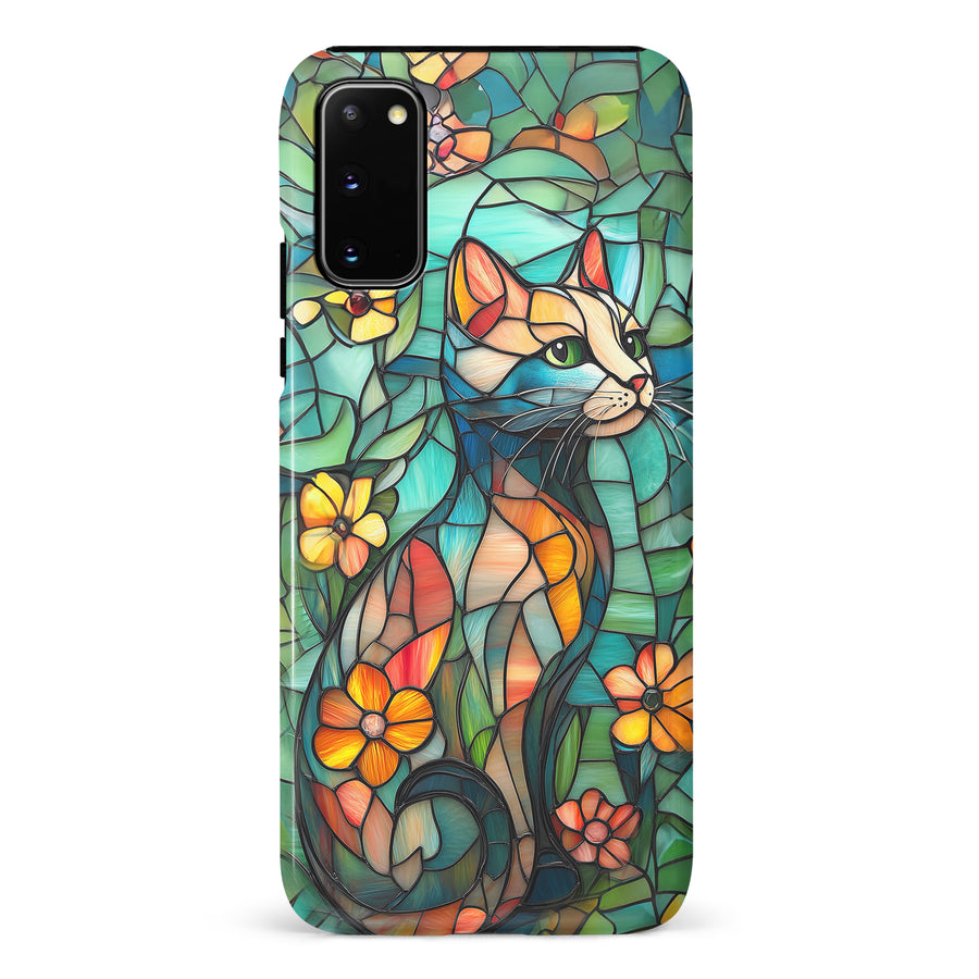 Samsung Galaxy S20 Elegant Cat Stained Glass Phone Case