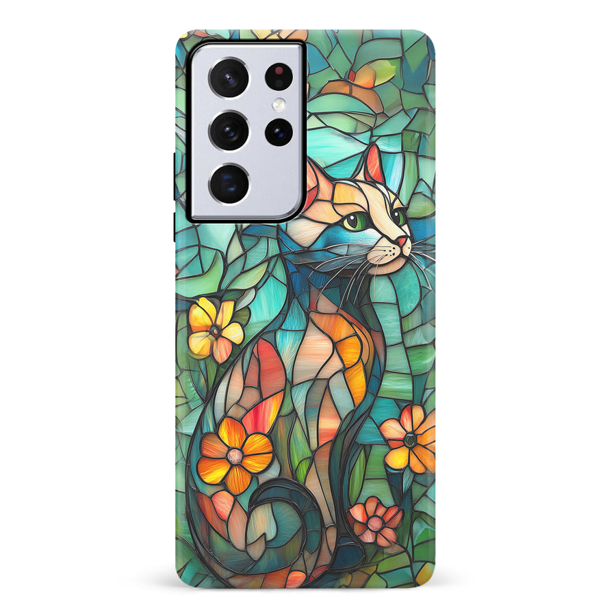 Elegant Cat Stained Glass Phone Case