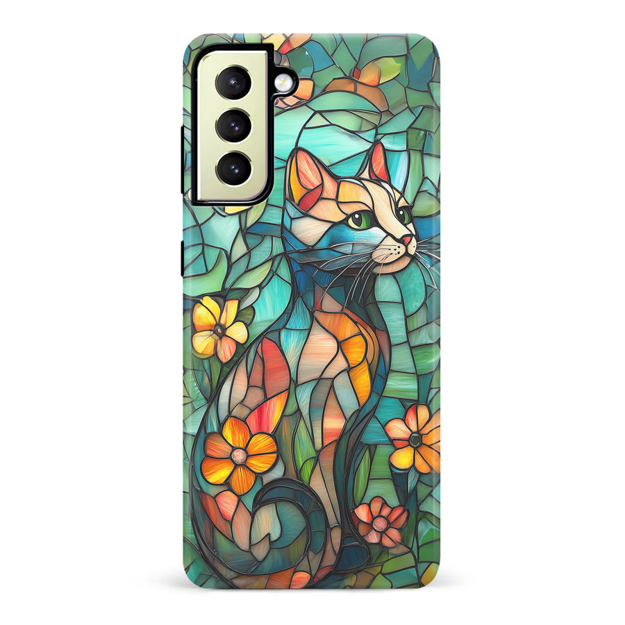 Samsung Galaxy S22 Plus Elegant Cat Stained Glass Phone Case