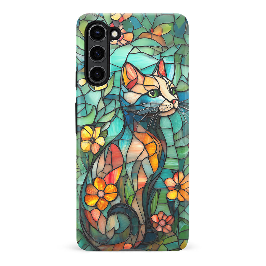 Samsung Galaxy S23 Plus Elegant Cat Stained Glass Phone Case