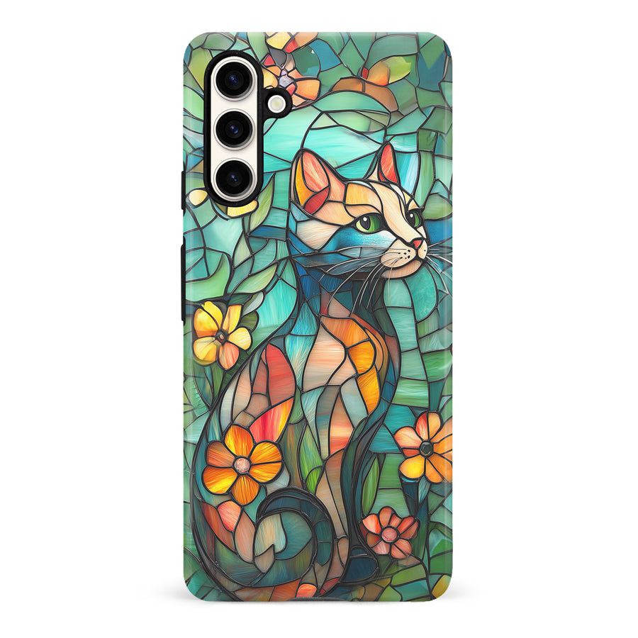 Elegant Cat Stained Glass Phone Case