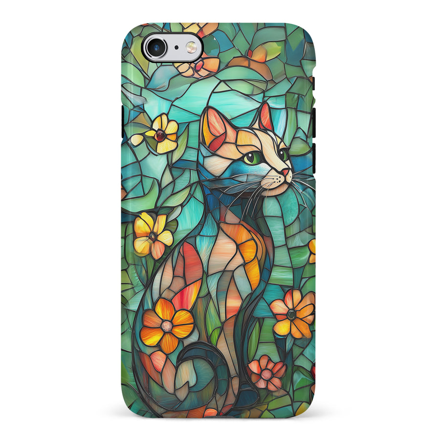 Elegant Cat Stained Glass Phone Case