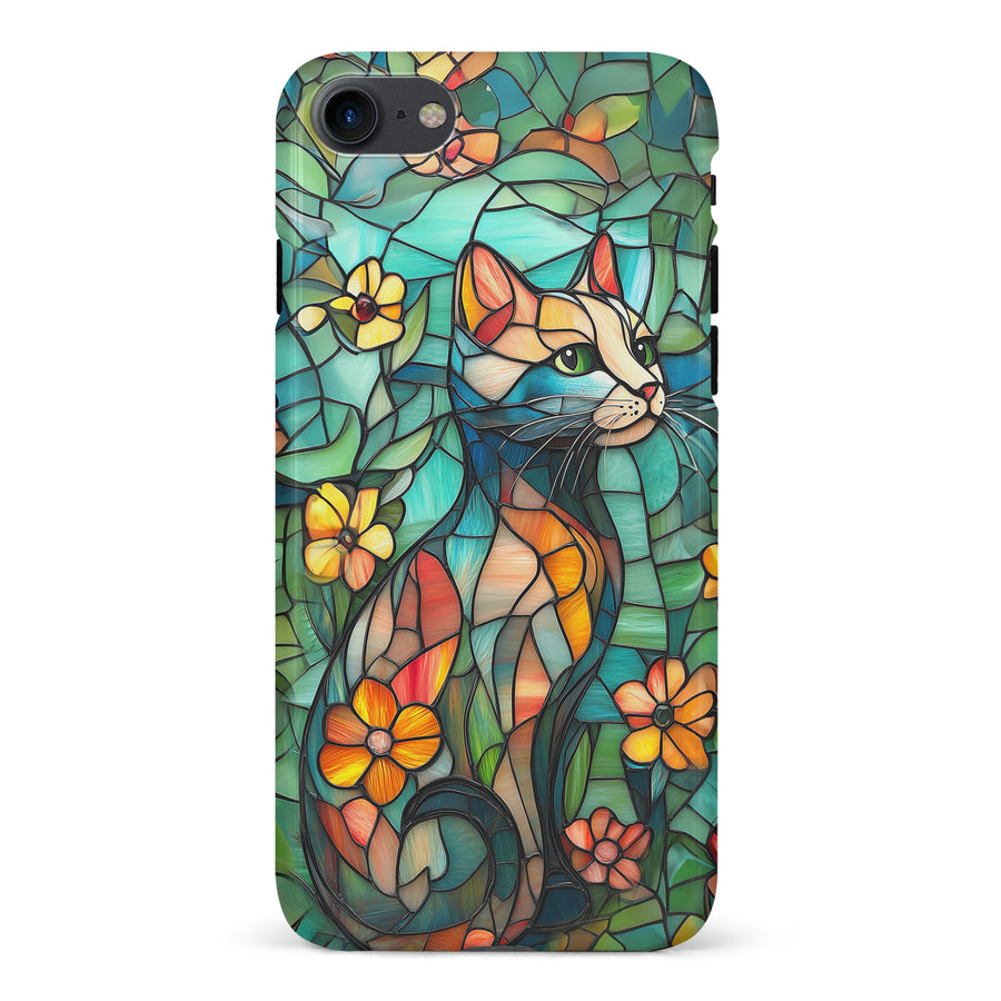 iPhone 7/8/SE Elegant Cat Stained Glass Phone Case