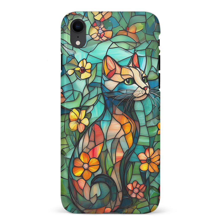 Elegant Cat Stained Glass Phone Case