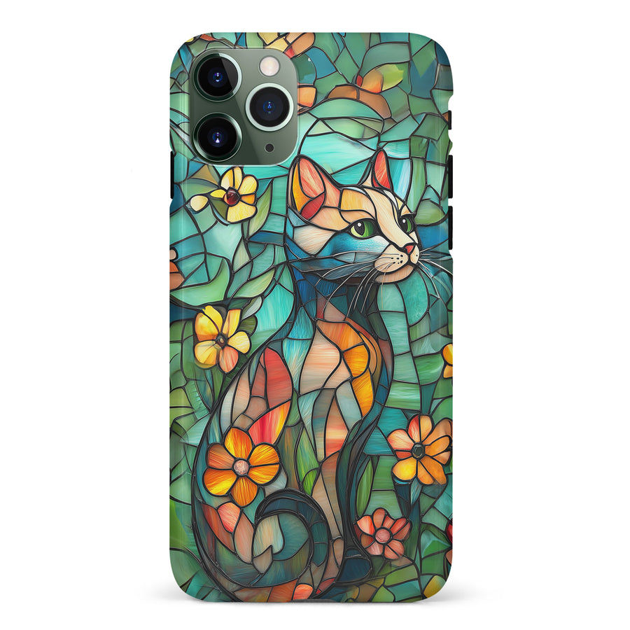 iPhone 11 Pro Elegant Cat Stained Glass Phone Case