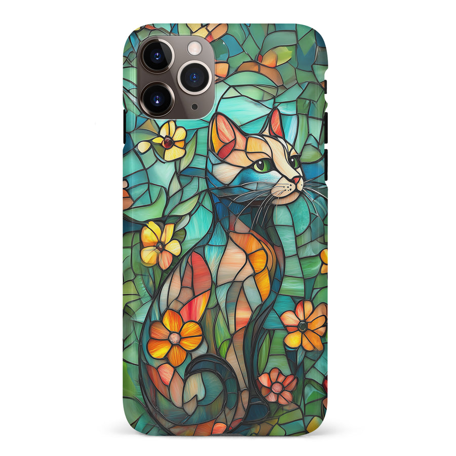 iPhone 11 Pro Max Elegant Cat Stained Glass Phone Case