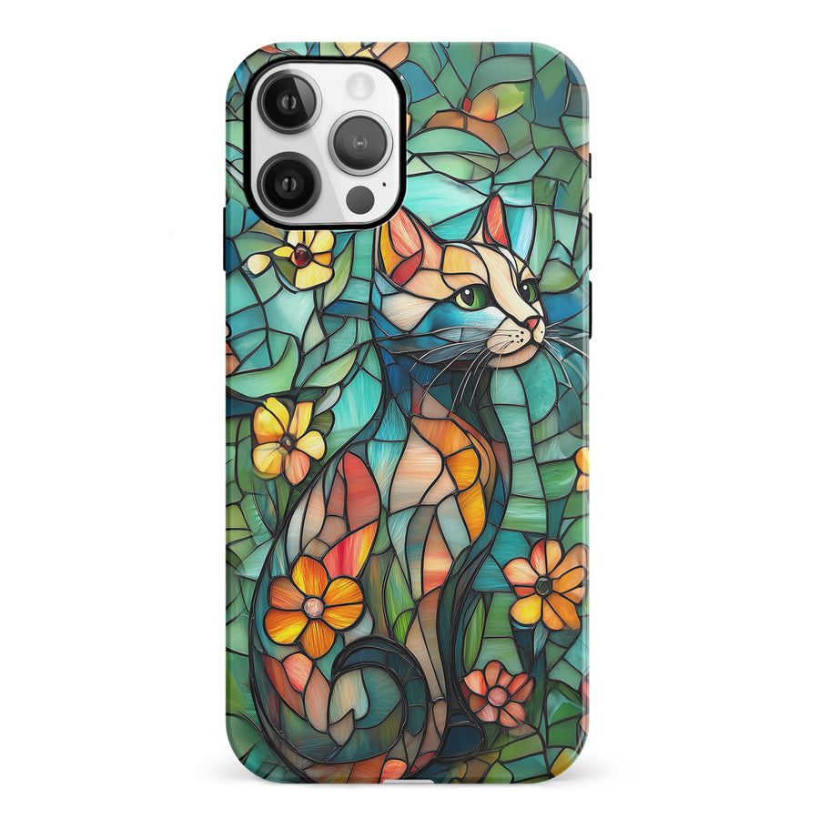 iPhone 12 Elegant Cat Stained Glass Phone Case