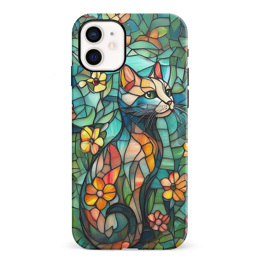 Elegant Cat Stained Glass Phone Case