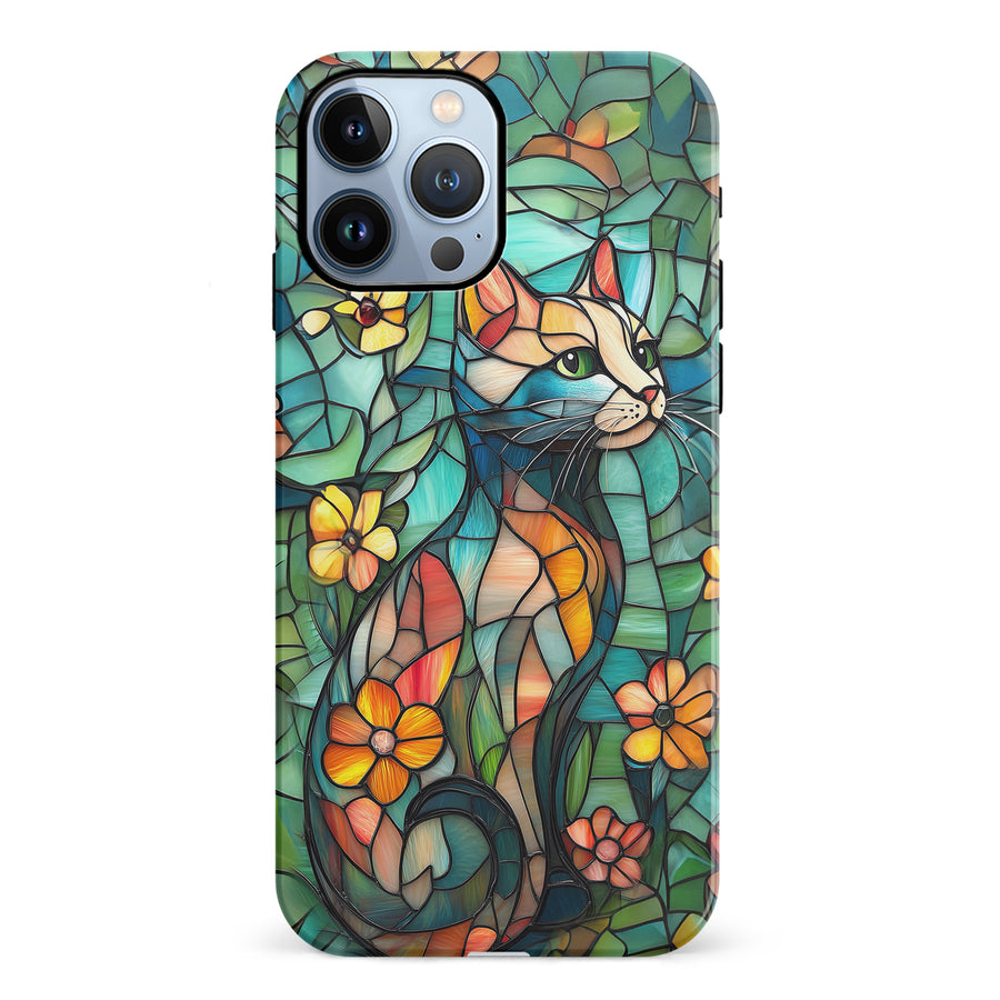 Elegant Cat Stained Glass Phone Case