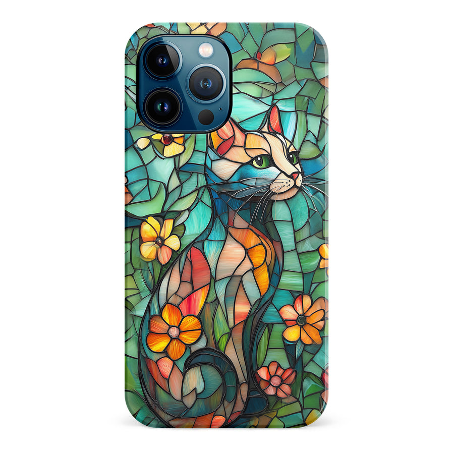 iPhone 12 Pro Max Elegant Cat Stained Glass Phone Case