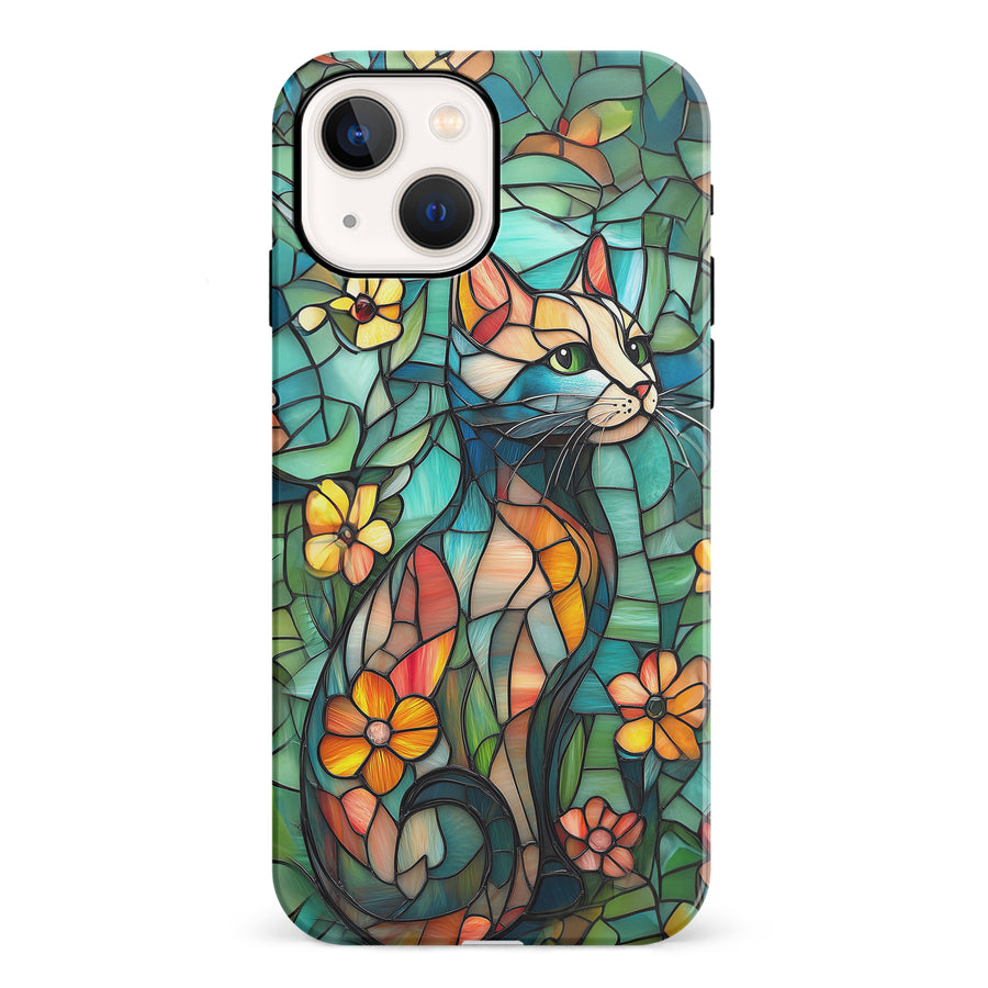 Elegant Cat Stained Glass Phone Case