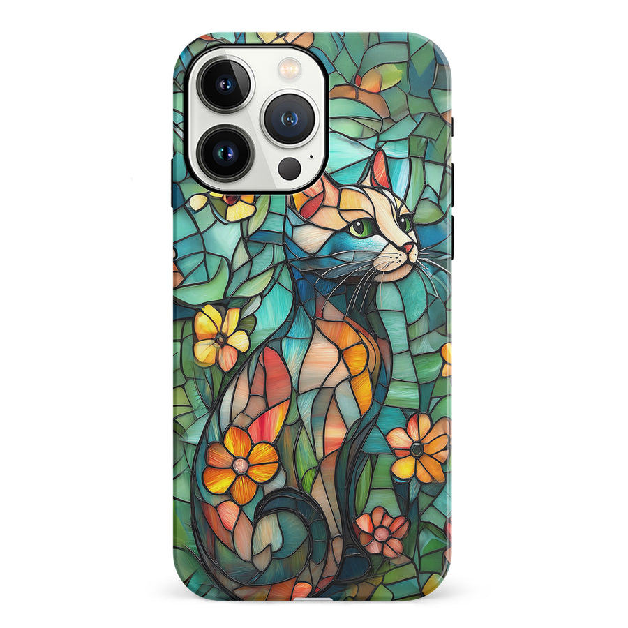 Elegant Cat Stained Glass Phone Case