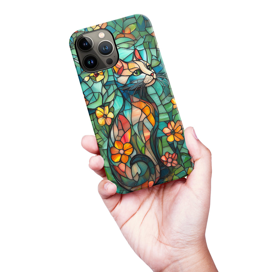 Elegant Cat Stained Glass Phone Case