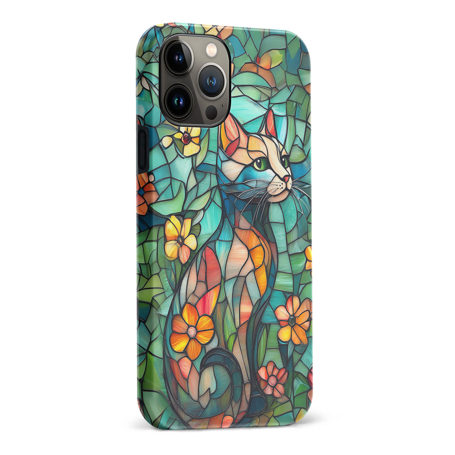 iPhone 13 Pro Max Elegant Cat Stained Glass Phone Case