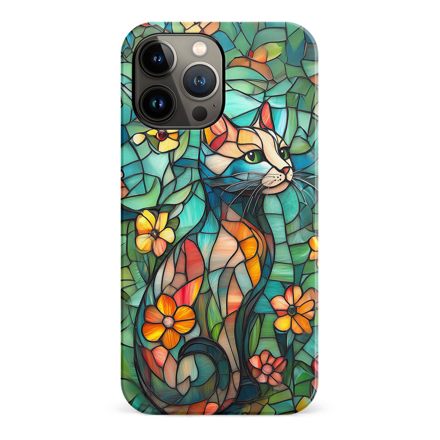 iPhone 13 Pro Max Elegant Cat Stained Glass Phone Case