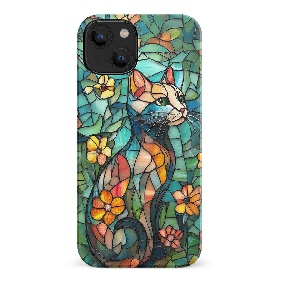 iPhone 14 Elegant Cat Stained Glass Phone Case